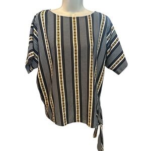 Michael Kors Black and Gold Striped Blouse